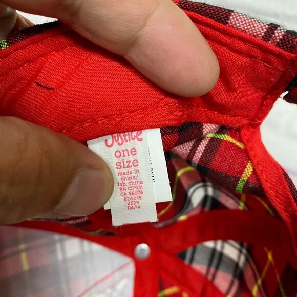 Justice Girls Baseball Hat Plaid Tartan Cap ROCK Glittered Glitters Adjustable - Picture 5 of 6